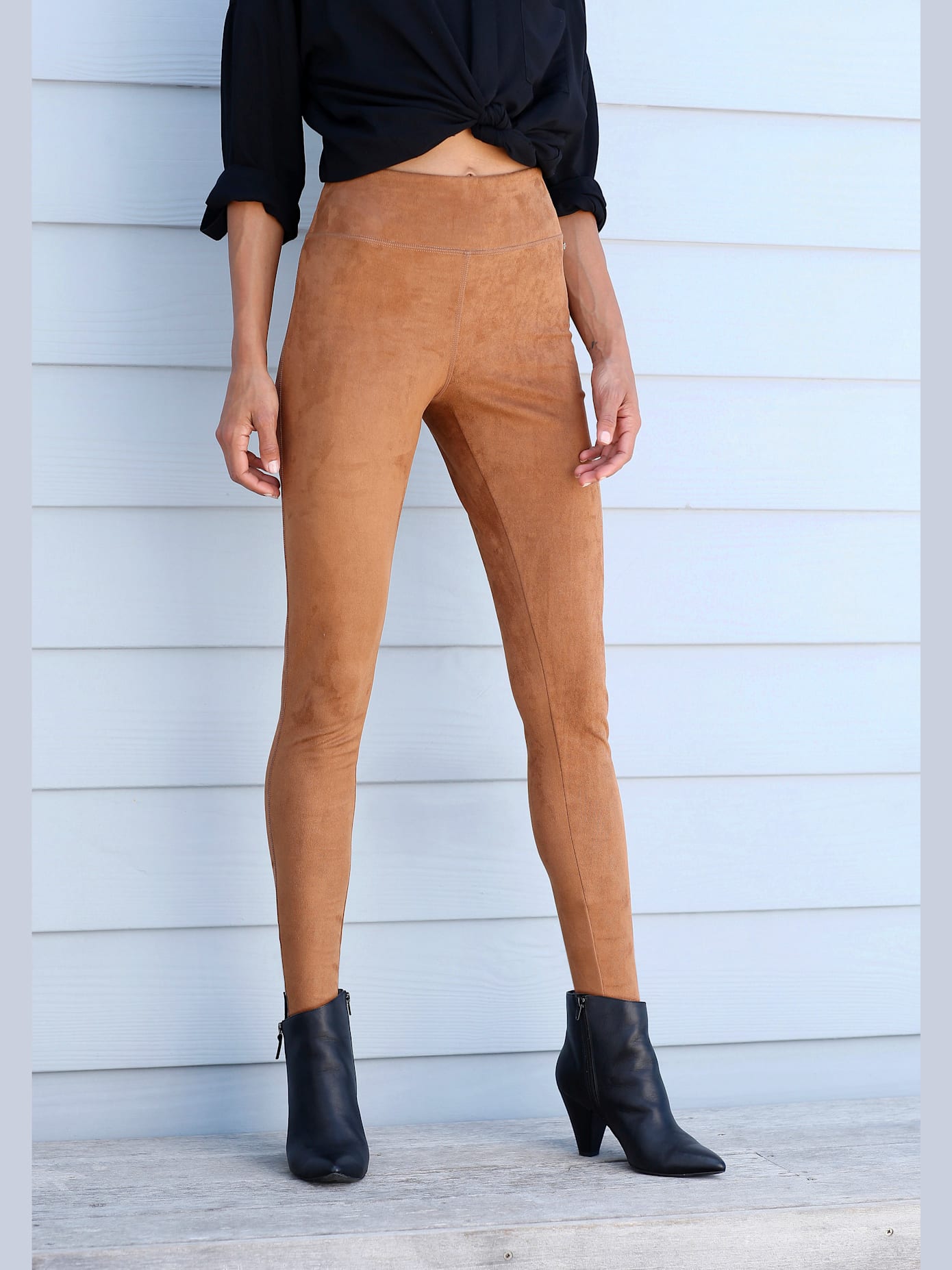 Legging imitation cuir velours