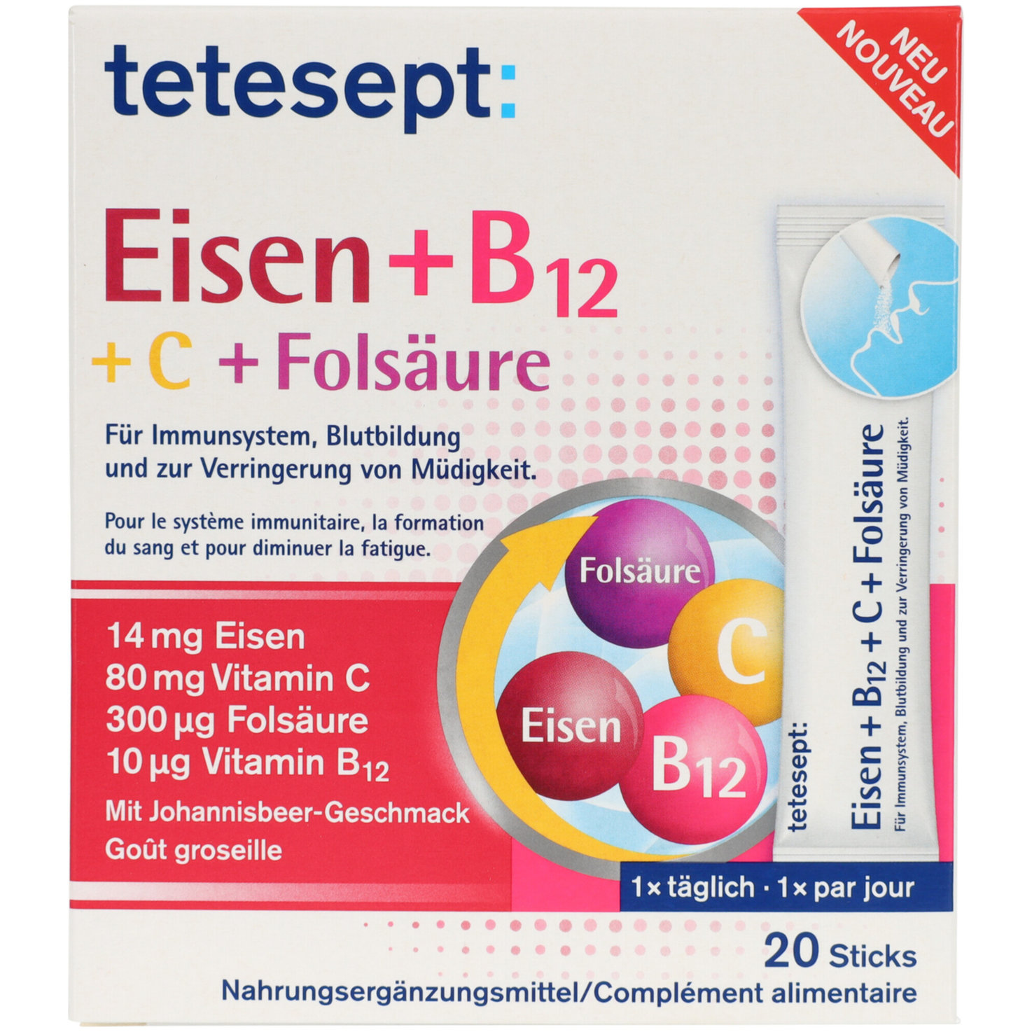 Tetesept Eisen+B12+C+Folsäure 20 Stück
