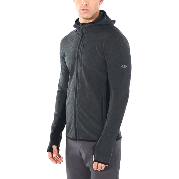 Veste polaire randonnée ICEBREAKER DESCENDER LS ZIP HOOD JET HTHR/BLACK