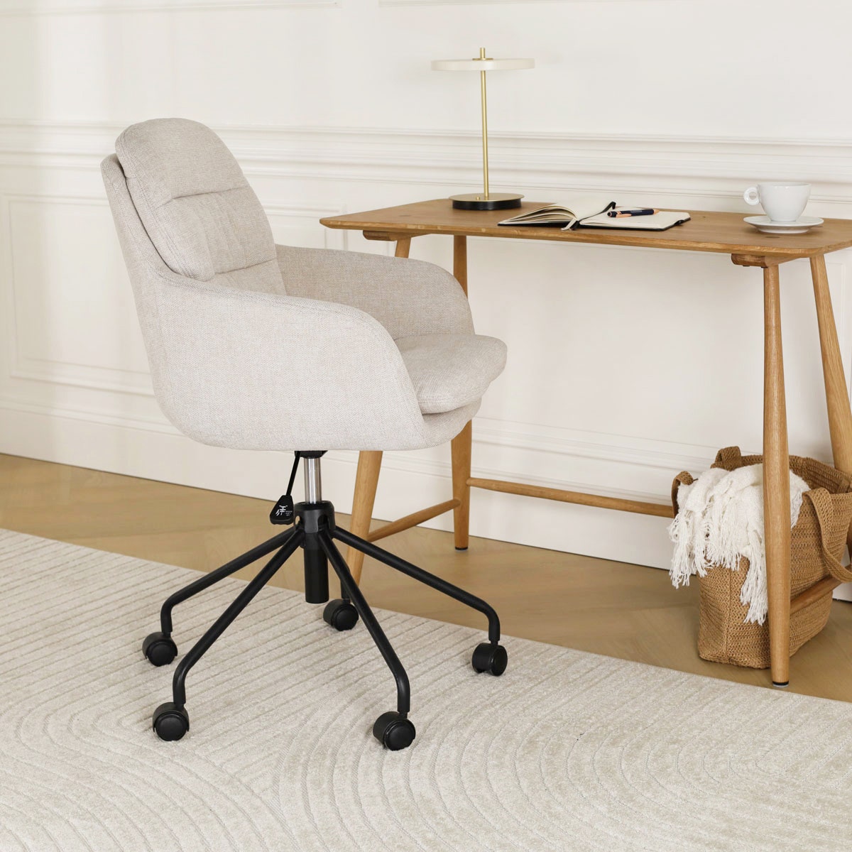 Nolon Nout-Mia Bureaustoelen Set van 2 - Beige - Zwart Onderstel