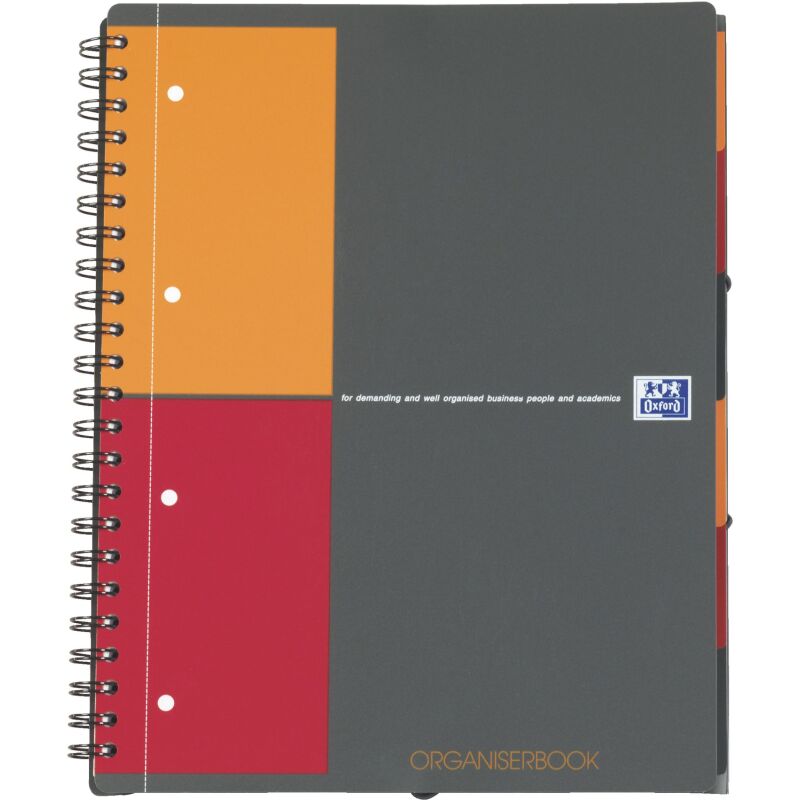 Cahier spirale Oxford International Organiserbook A4+ petits carreaux 160 pages