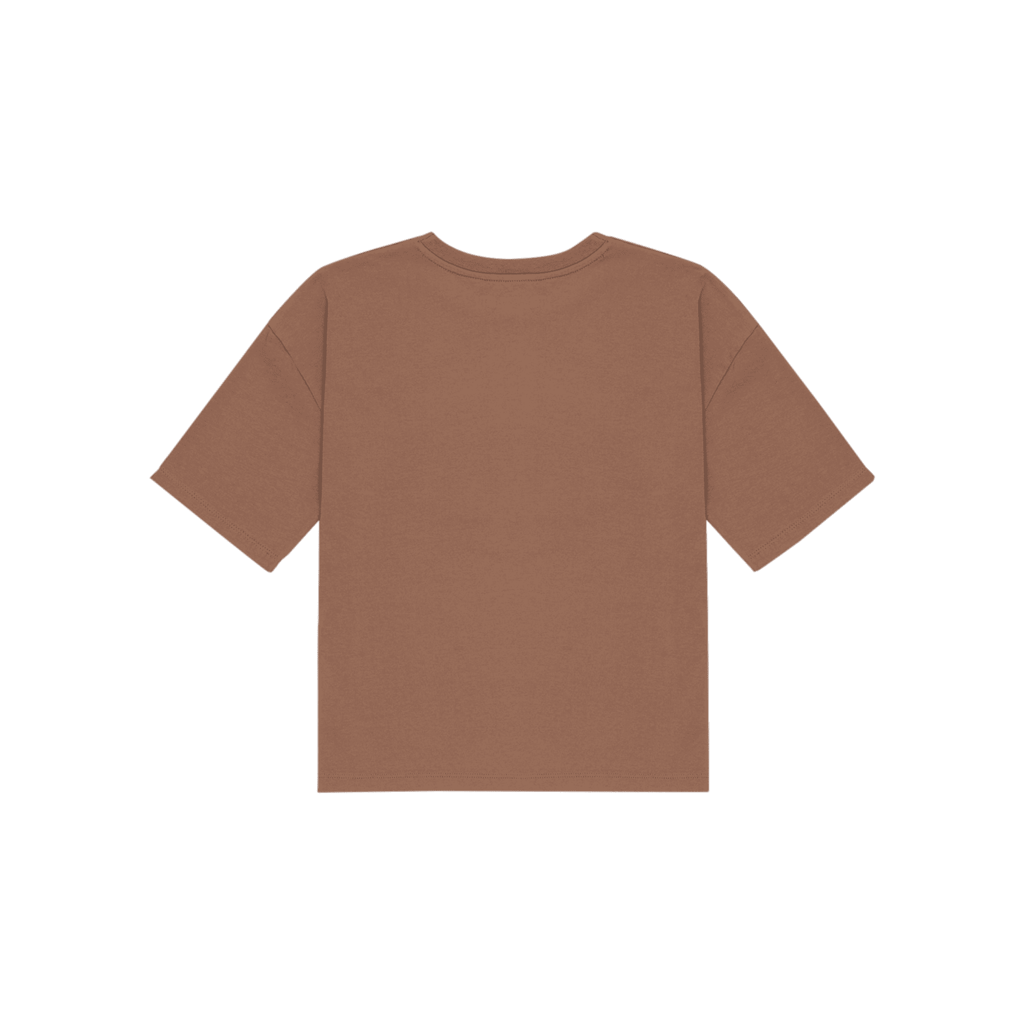 AMARA - Tee-shirt droit col rond en coton sérigraphié | Marron