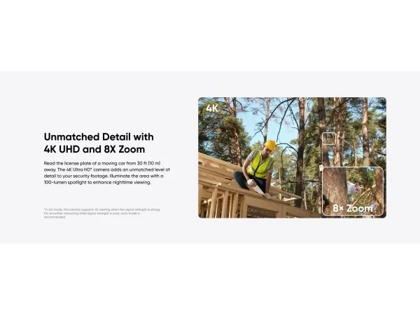 Eufy S330 - Netværksovervågningskamera - panonering / hældningsvinkel - udendørs - støvresistent/vandresistent - farve (Dag/nat) - 4K - audio - trådløs - WiFi - 4G