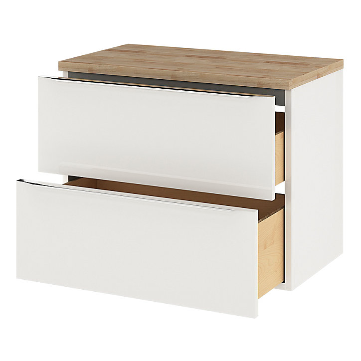 Ensemble salle de bains l.80 cm meuble à suspendre Imandra blanc brillant + plan de toilette décor chêne
