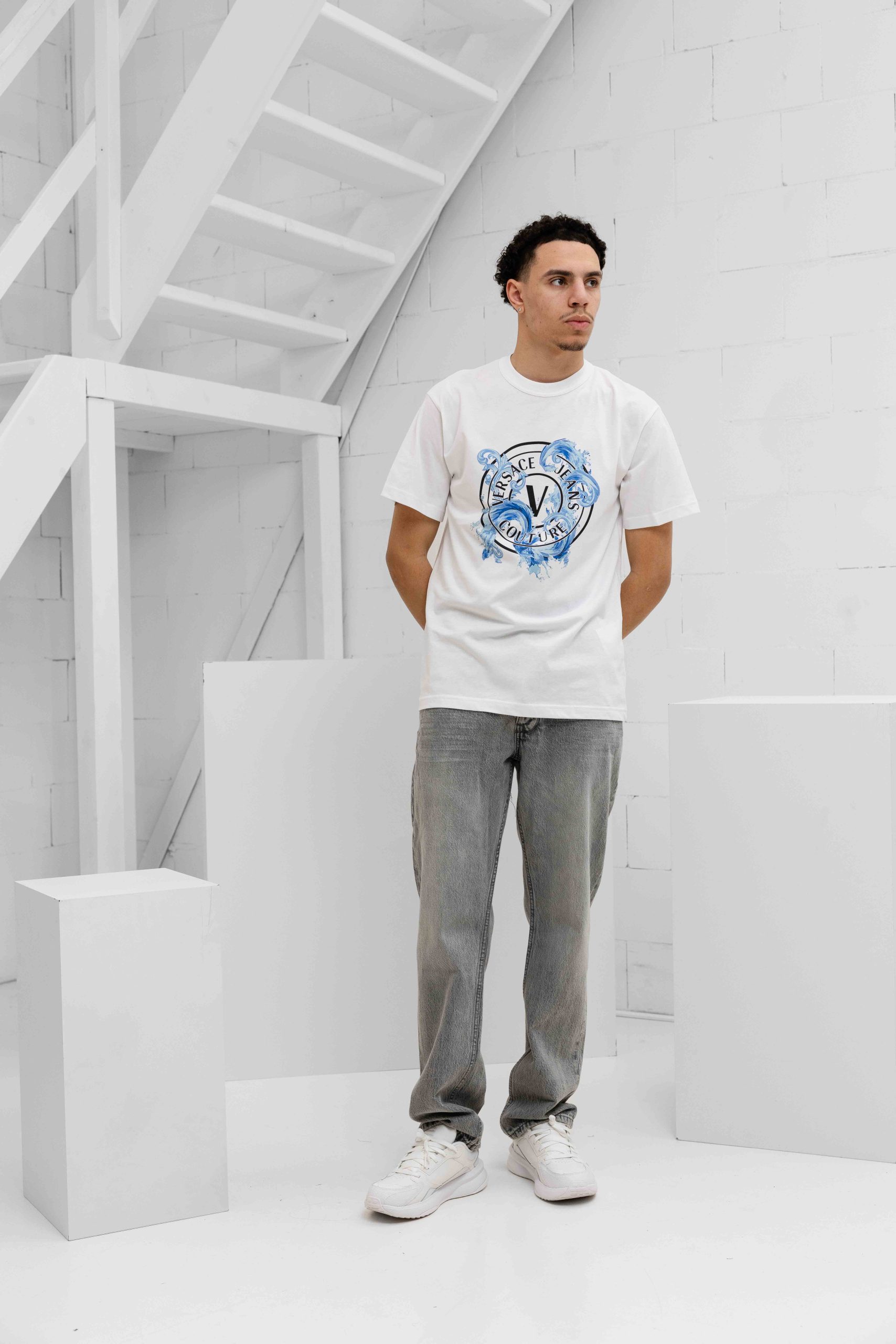 Versace Jeans Couture Cotton Jersey T-Shirt Heren Wit