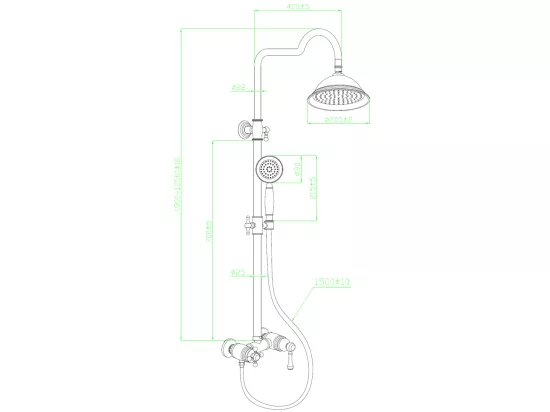 Leeds 2 colonne de douche rétro chromé avec mitigeur mécanique - Essebagno