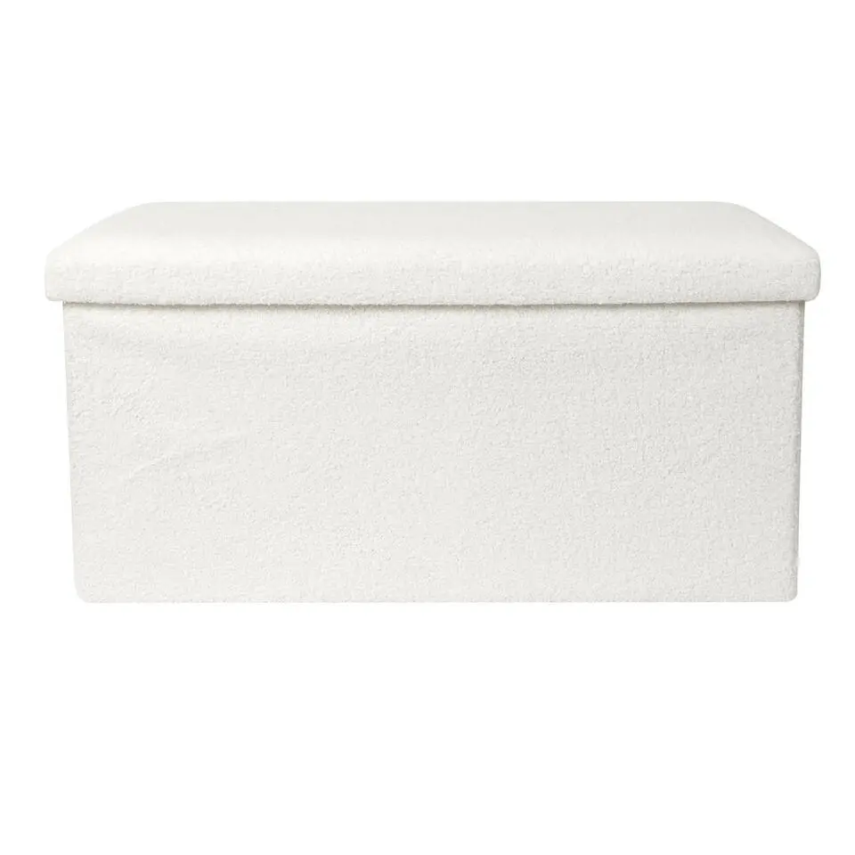 Home Deco Poef - MDF/polyester - Natuurlijk - wit - 76 x 38 cm