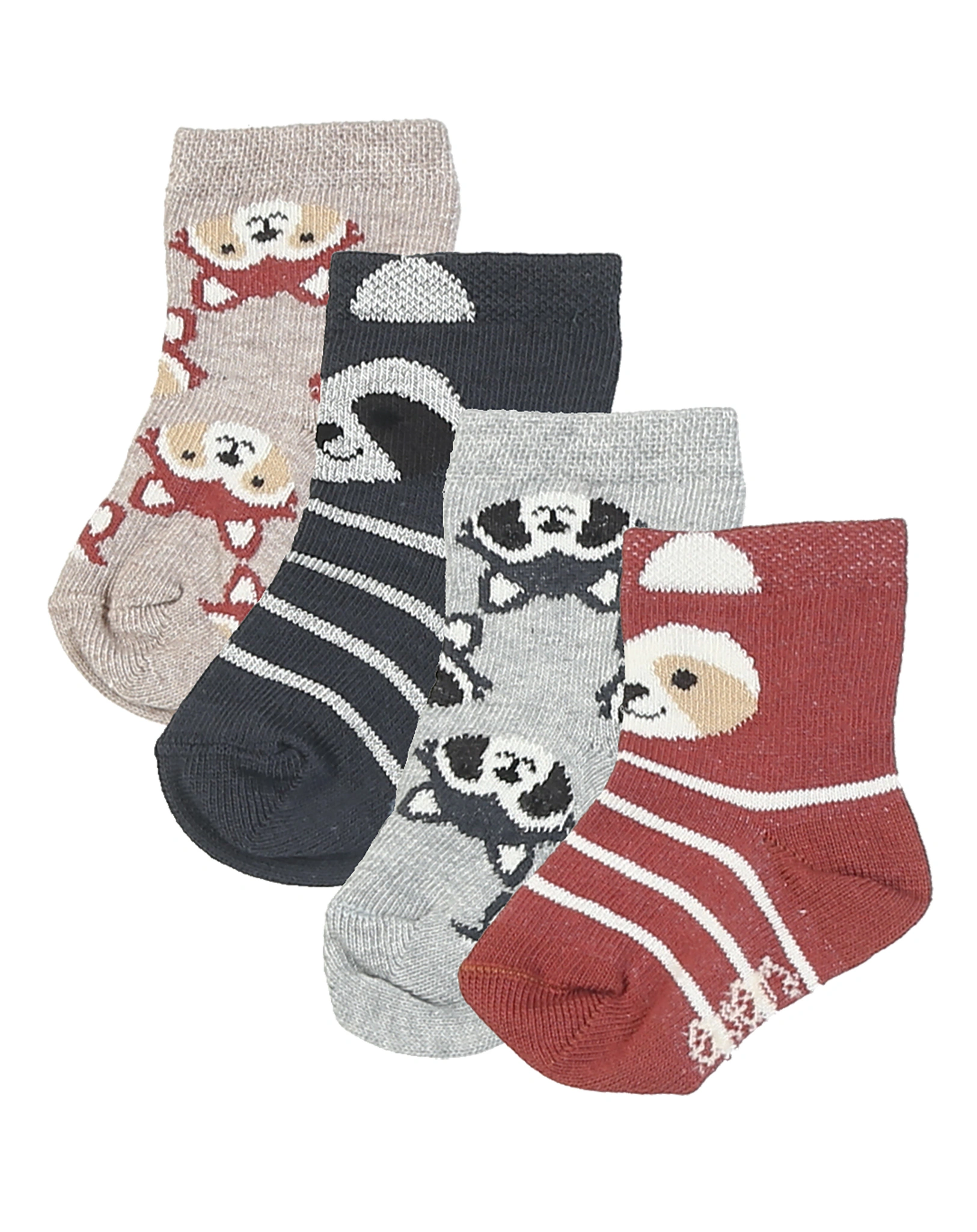 Söckchen WASCHBÄR 4er Pack braun/grau