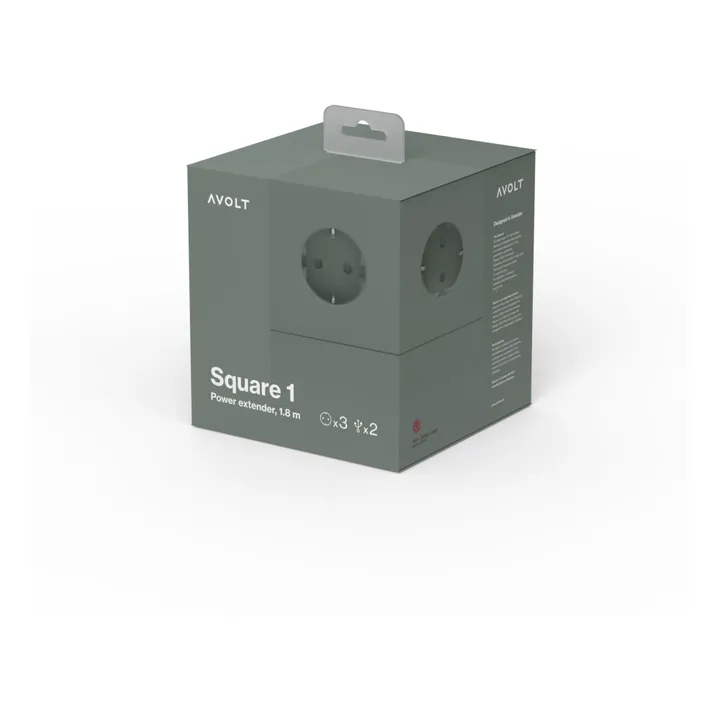 Avolt Rallonge Square 1 avec prise USB | Vert kaki