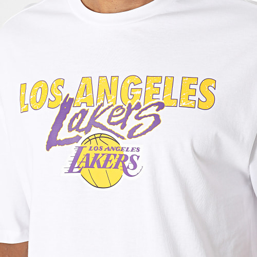 Tee Shirt Team Script Los Angeles Lakers 60416337 Blanc