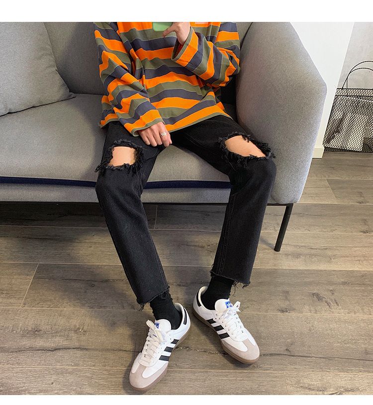 POSI - Versleten cropped straight leg jeans