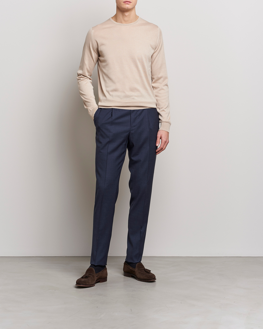 John Smedley Hatfield Sea Island Crew Neck Almond