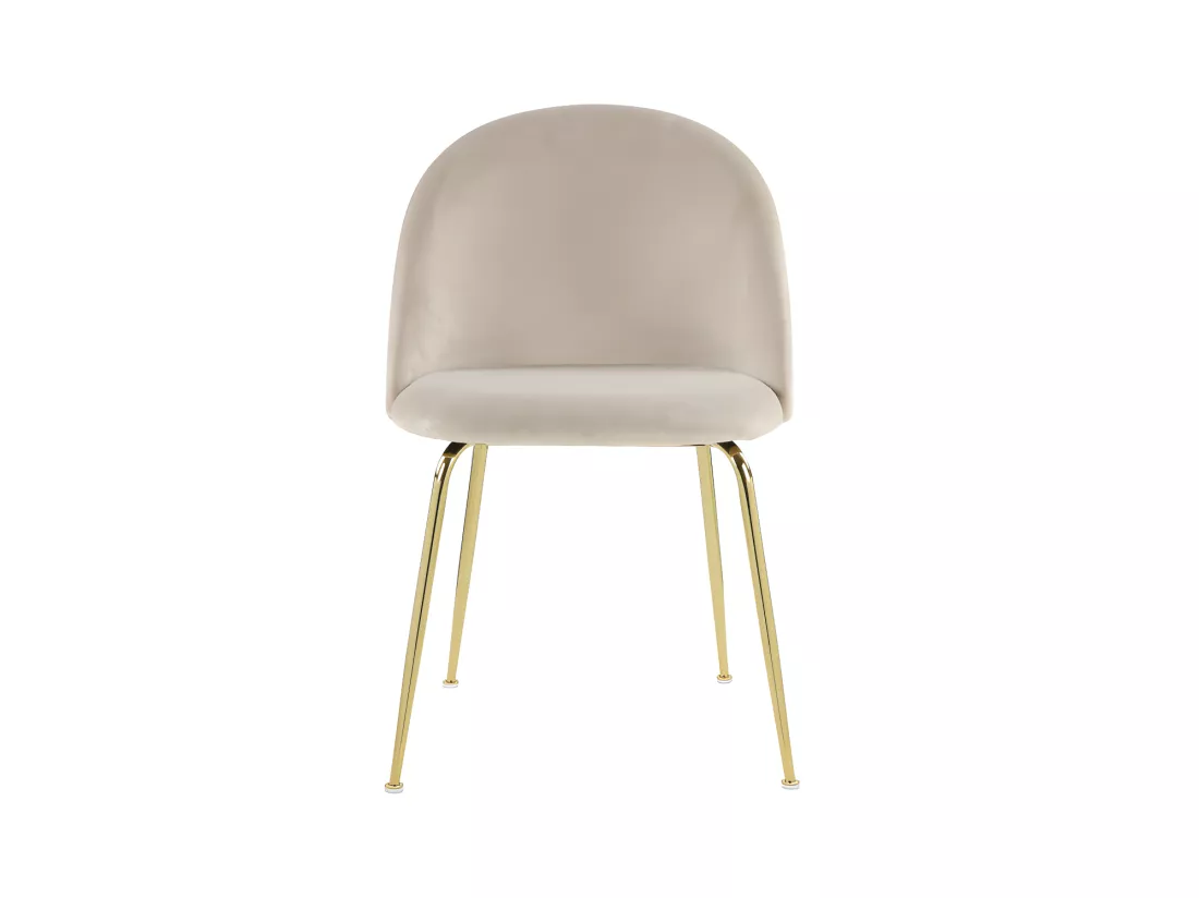 Lot de 6 chaises - Velours et acier inoxydable doré - Beige - MELBOURNE