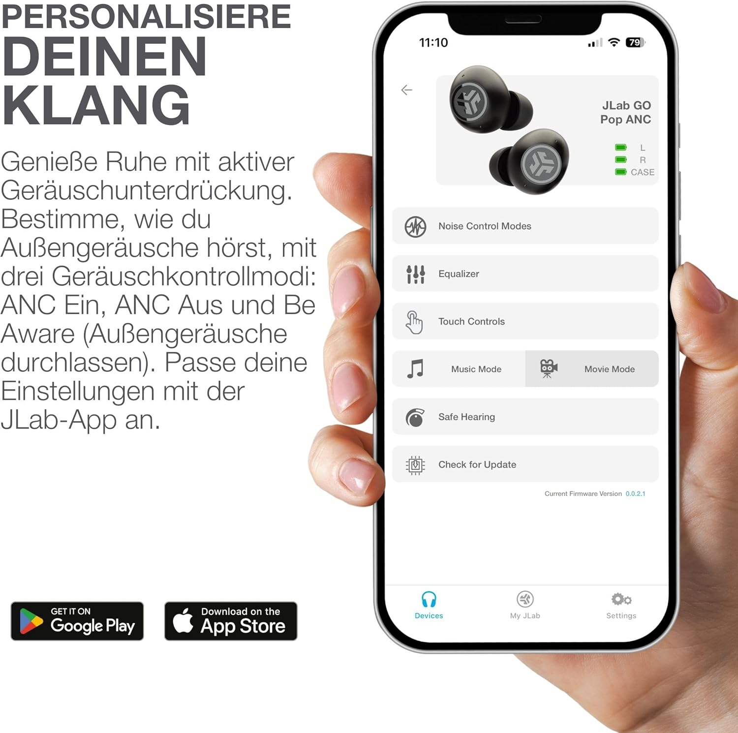GO POP ANC Bluetooth 5.3 In-Ear Kopfhörer Headset IP55   Ladecase (IEUEBGOANCRTEL124) - Teal