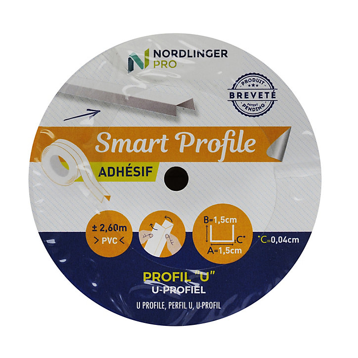Adhésif Smart Profile profilé U blanc Nordlinger Pro 2.60m 1.5 x 1.5 x 1.5 cm