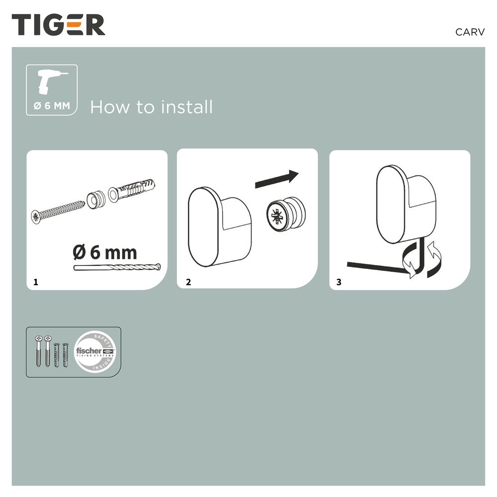 Tiger Carv handdoekhaak klein 2 stuks zwart