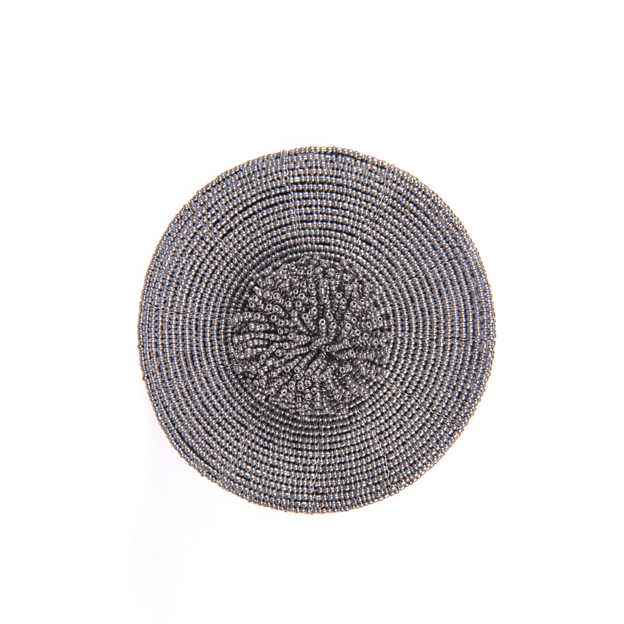 Deckelbehälter aus Glasperlen S, schwarz, weiß, T 8 cm, B 8 cm, H 7 cm von fischer's lagerhaus