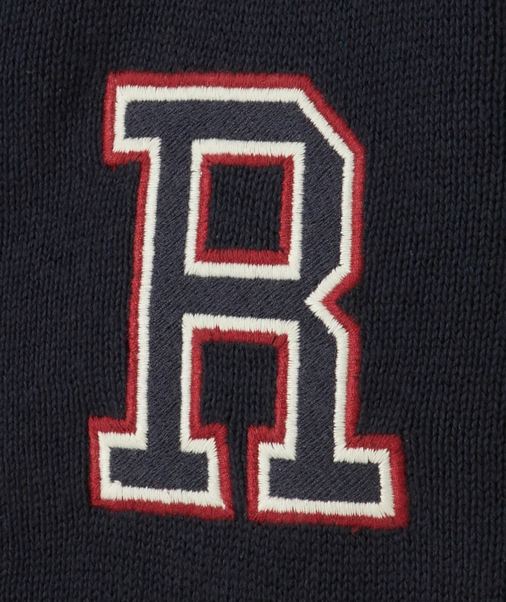 GILET GARÇON BLEU MARINE AVEC LETTRE BRODÉE