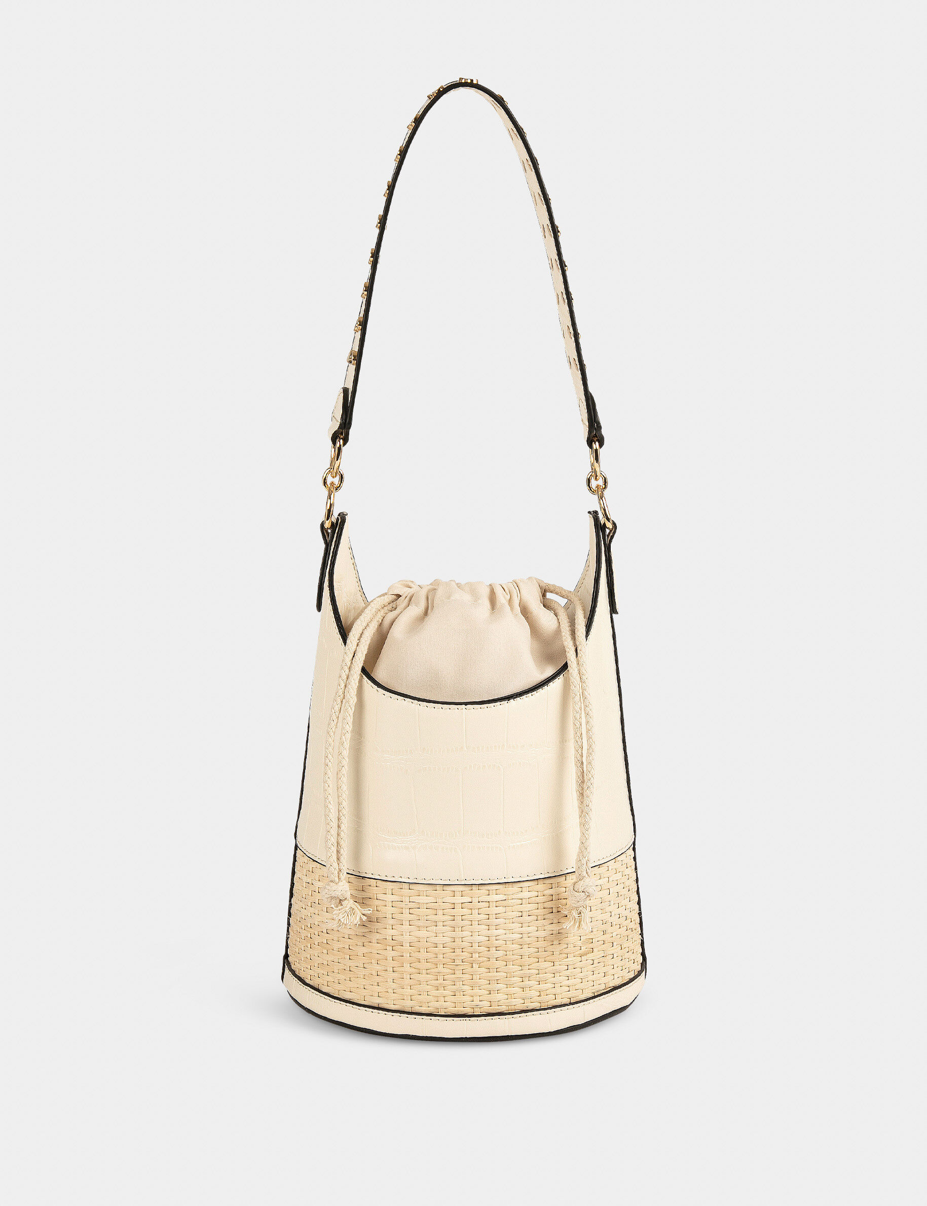 Sac seau avec détail effet tressé ivoire femme - ivoire