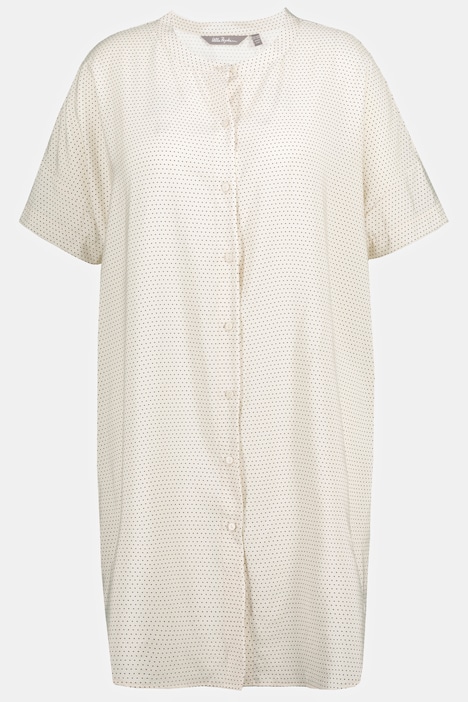 Lyocell-Bluse, Punkte, Oversized, Rundhals, Halbarm