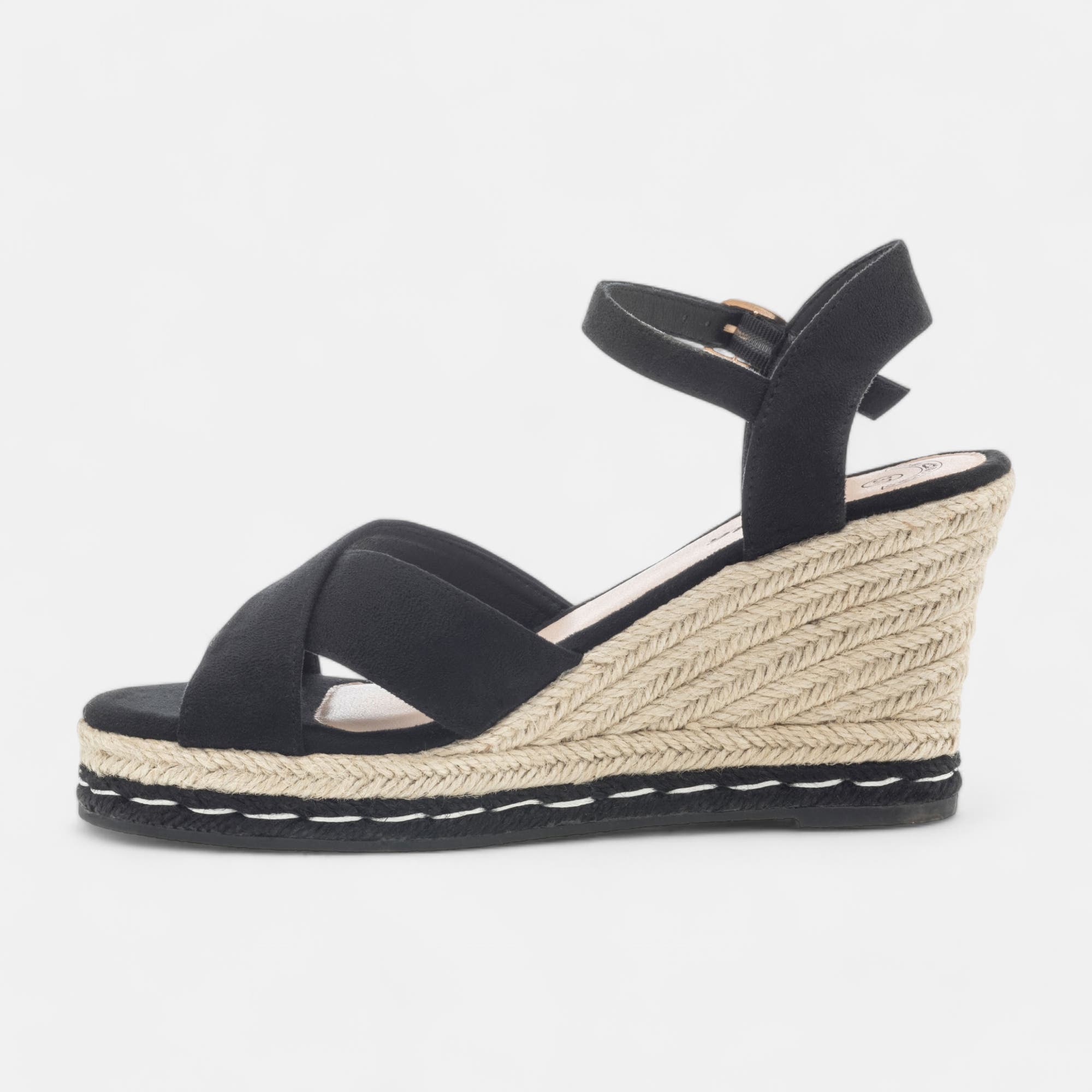 Espadrilles à talon compensé Femme noir