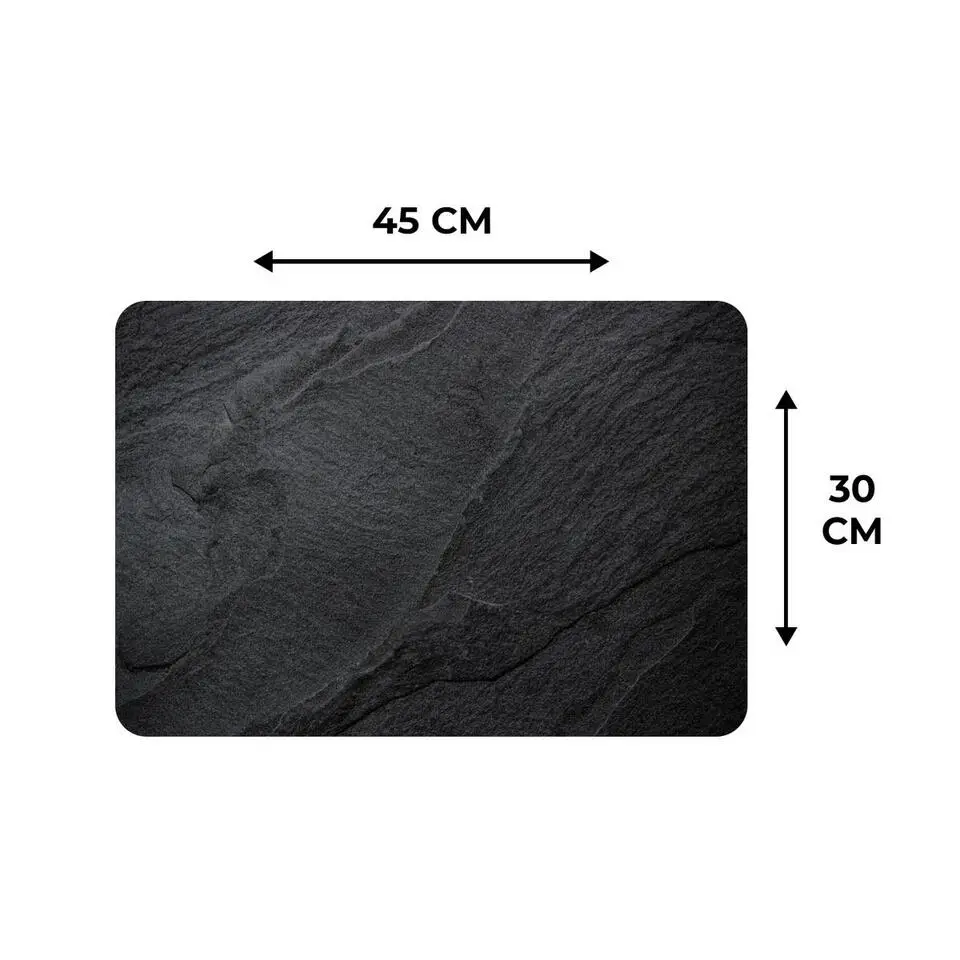 MuchoWow Placemat (6stuks) 45x30cm Beton Zwart Industrieel