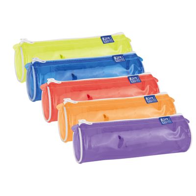 Trousse ronde transparente Oxford - 1 compartiment - disponible dans différentes couleurs - Hamelin