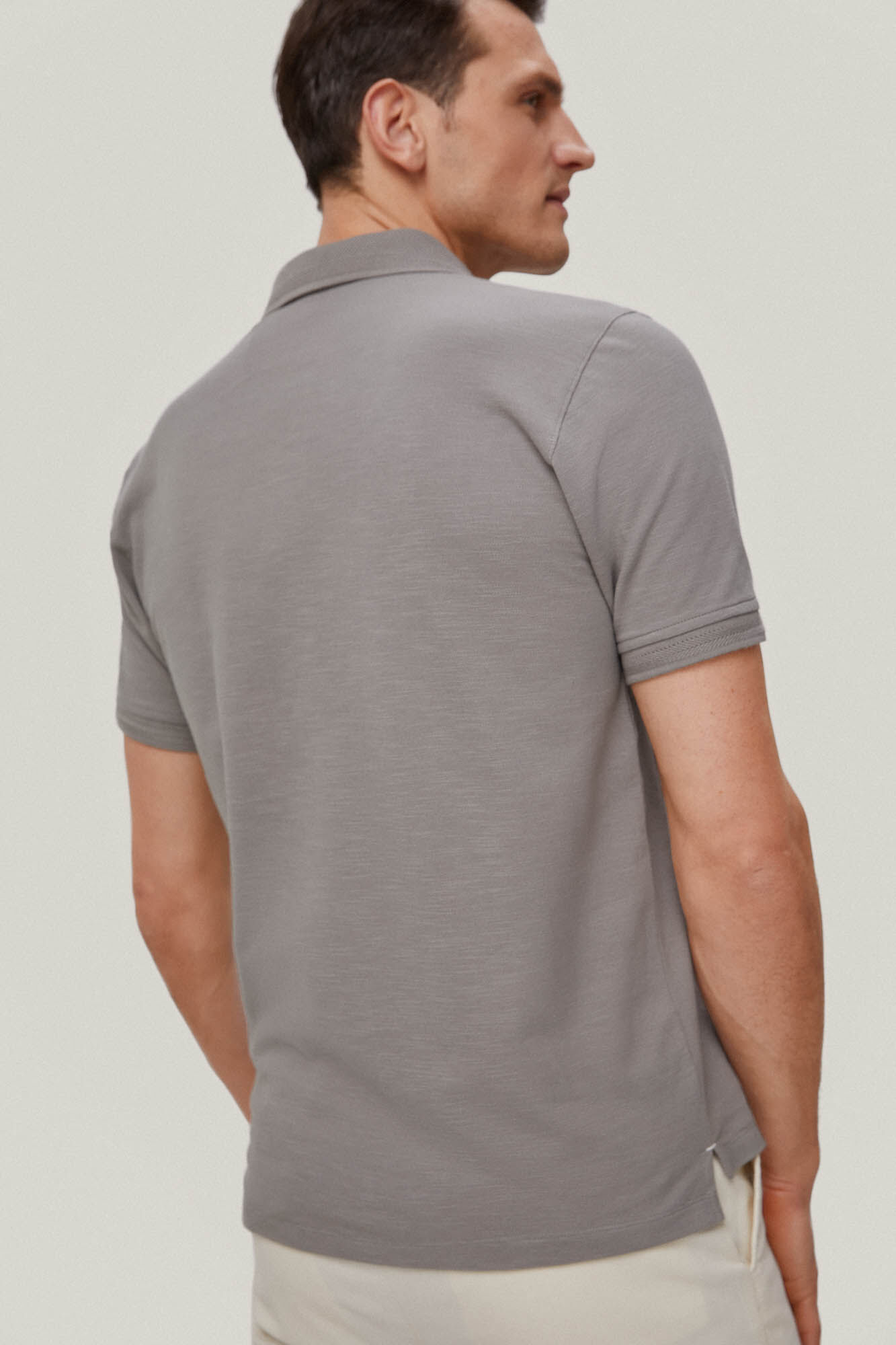 Polo piqué slub - Cinza
