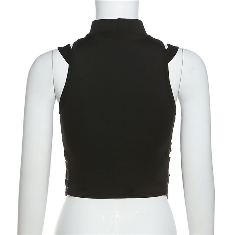 Weaveal - Tanktop met mesh-paneel en mock-neck