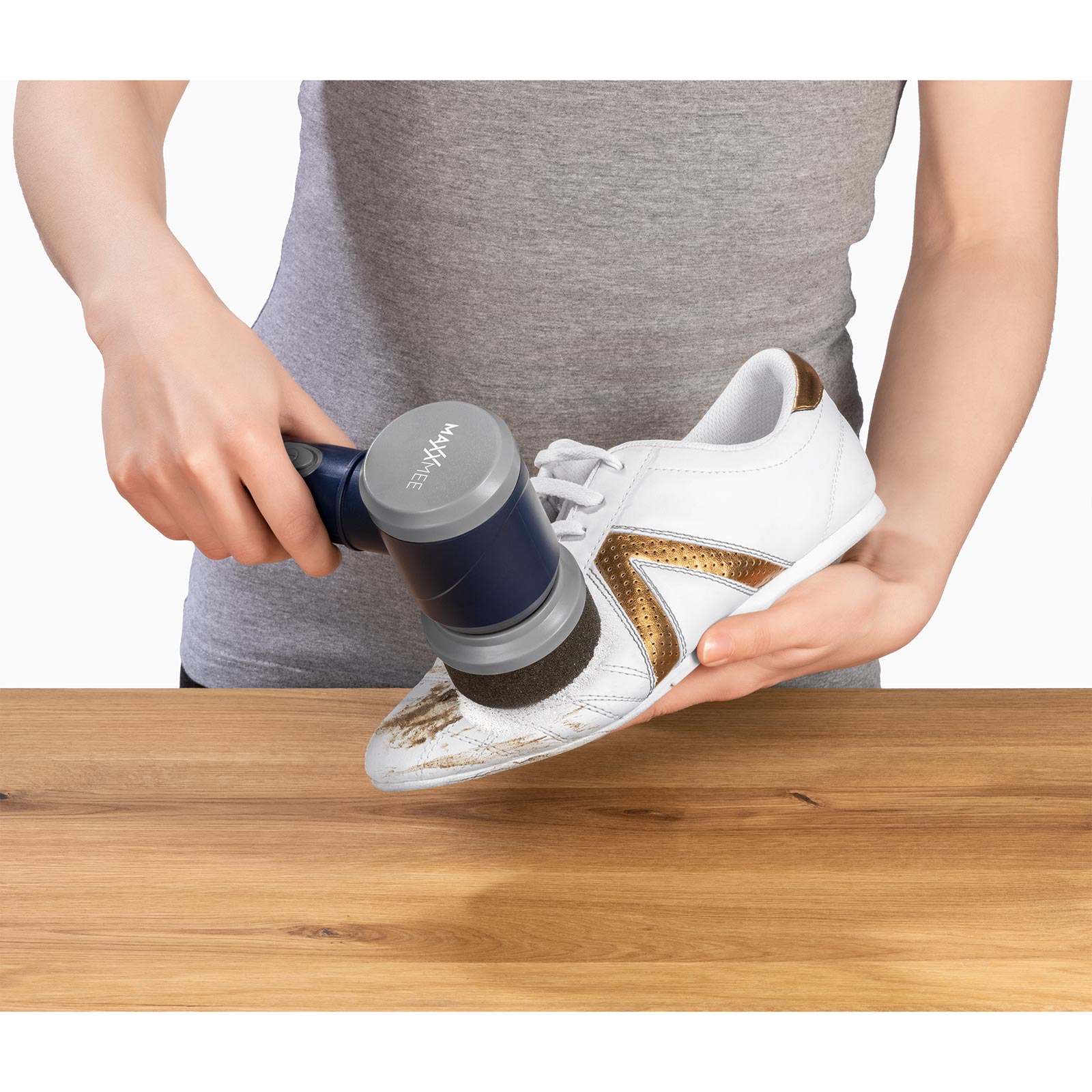 MAXXMEE elektrische Schuhbürste - Sneaker Cleaner - blau - 3 Aufsätze
