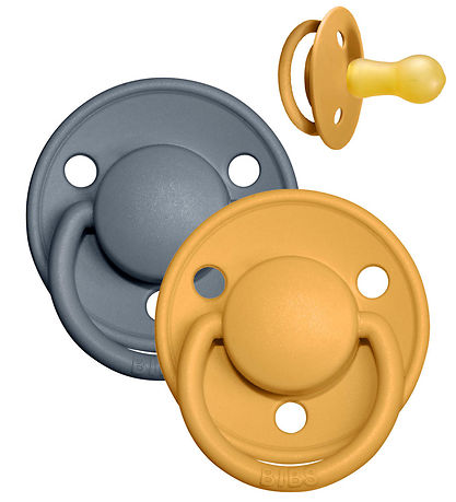 BIBS De Lux Schnuller - Gr. 2 - 2er-Pack - Rund - Mustard/Petrol