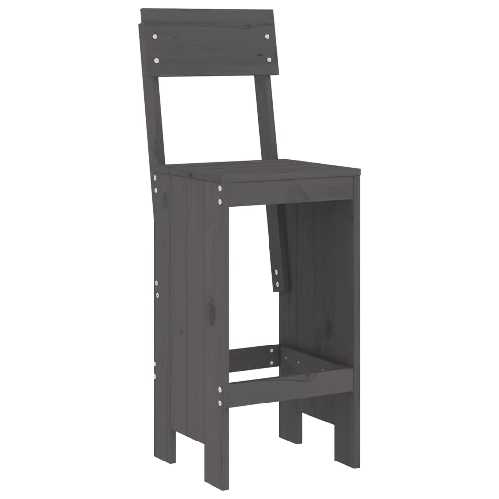 Ensemble de bar de jardin 3 pcs gris bois de pin massif