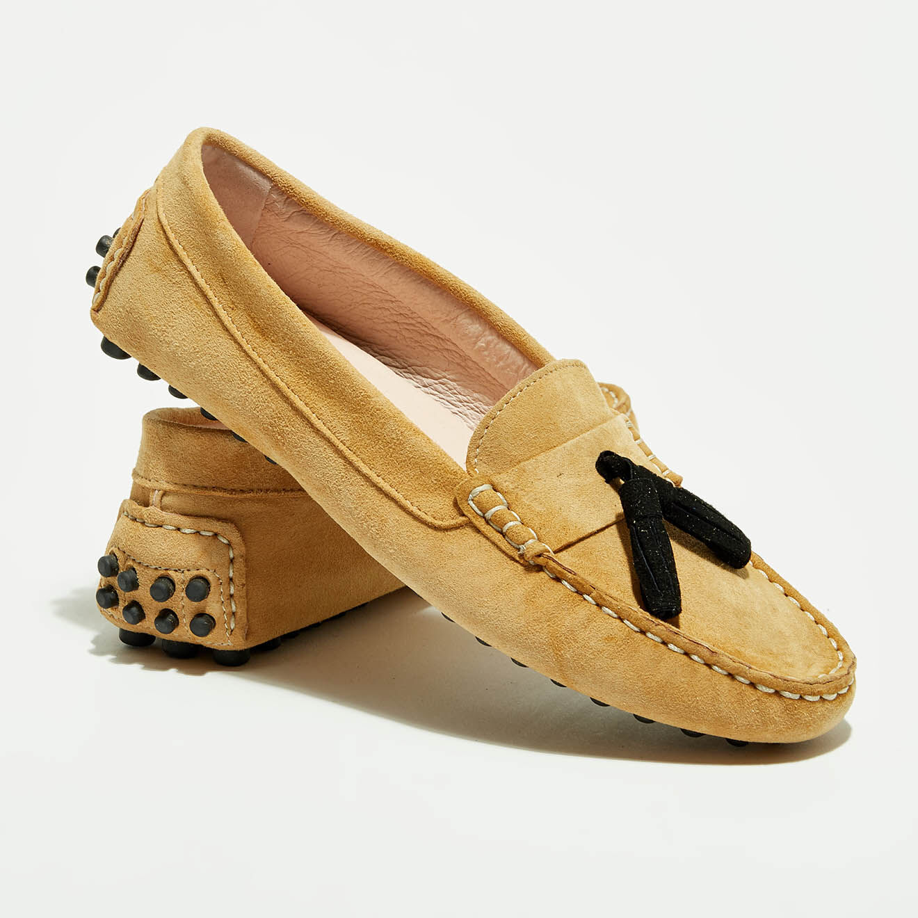 Flavio Création Mocassins en Velours de Cuir Malena beiges