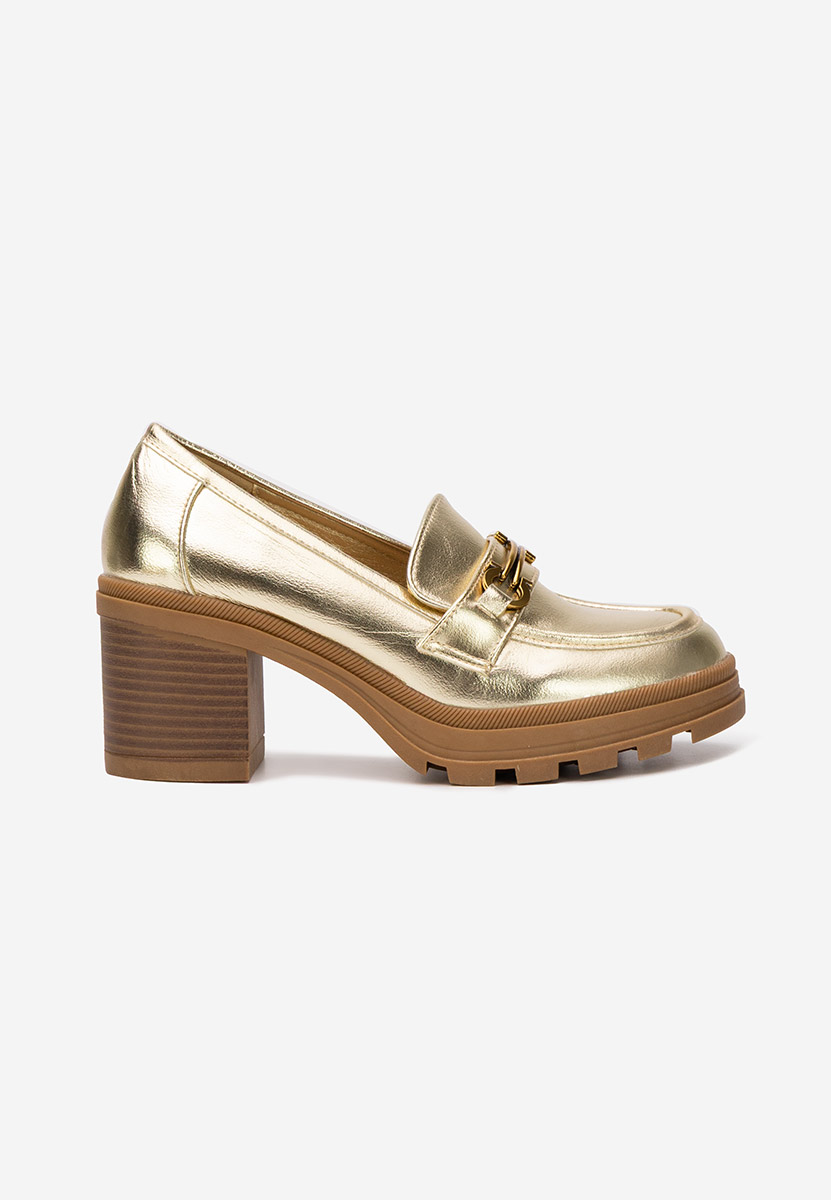 Mocassins à talon dorées Nakata