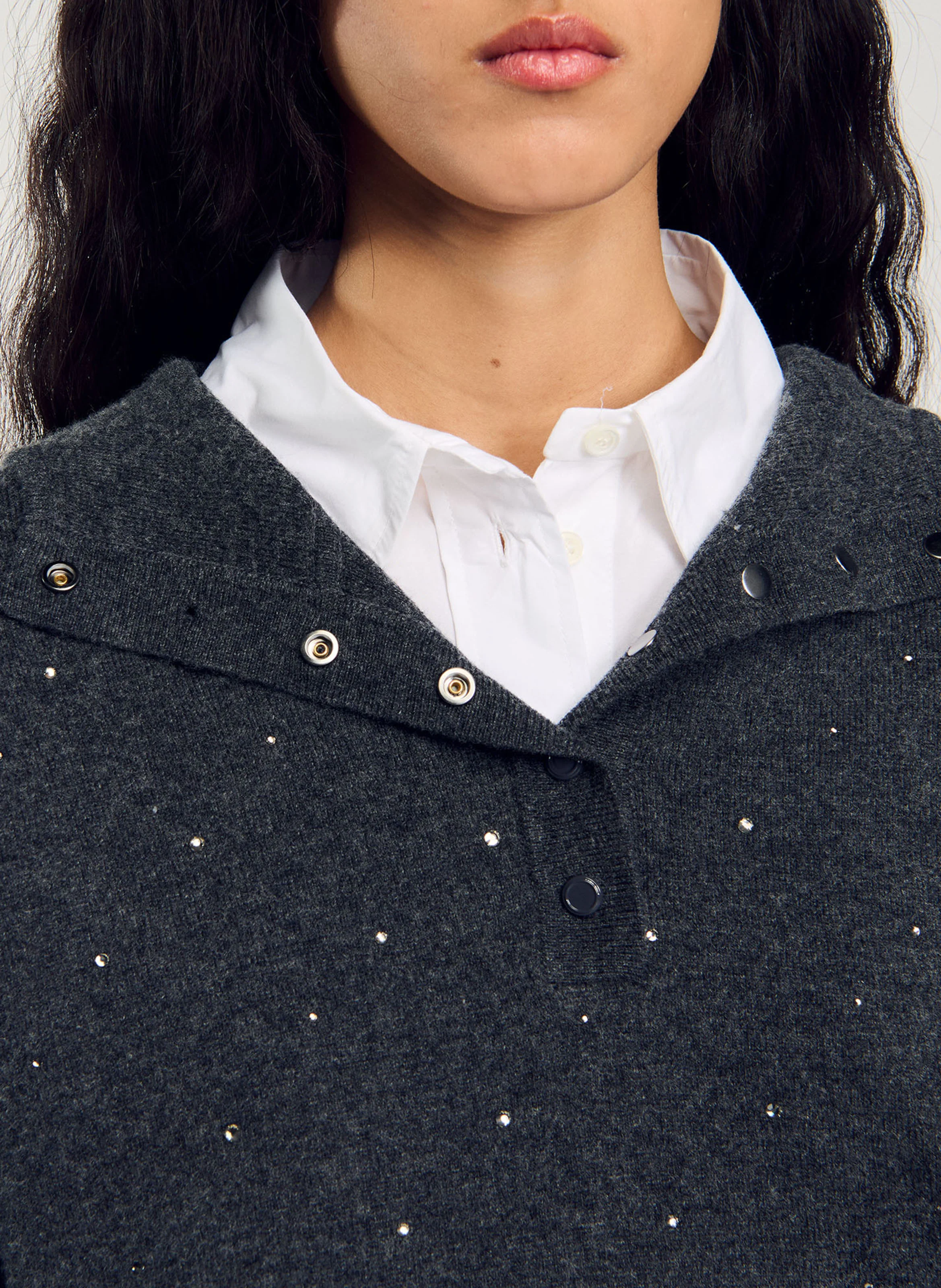 Pull col à capuche| Gris