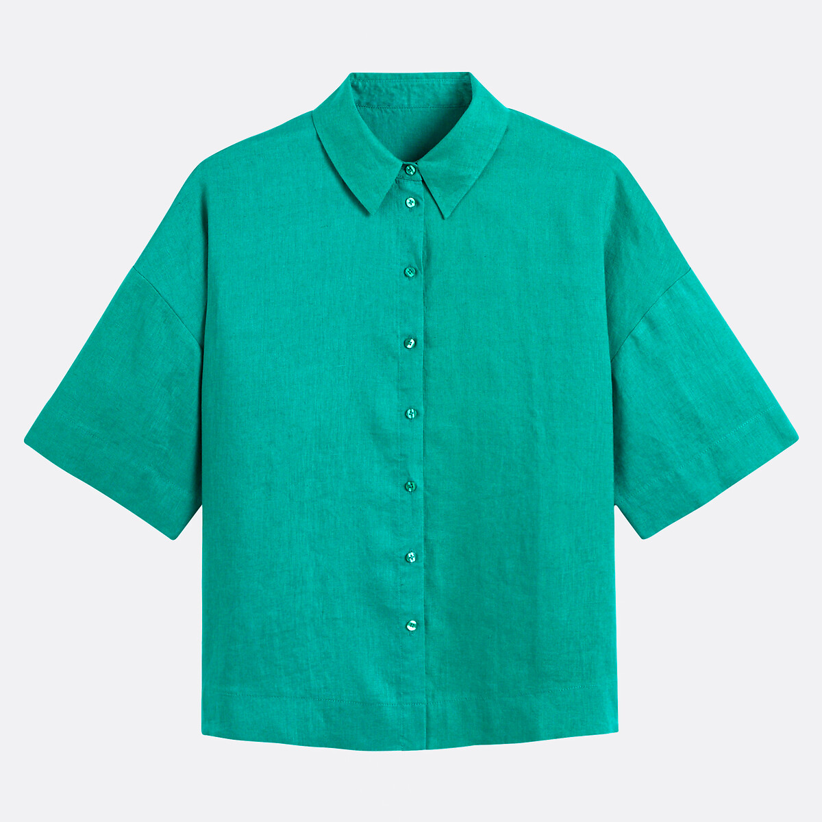 COLEÇÕES LA REDOUTE<br>Camisa de linho folgada com mangas até o cotovelo ÂMBAR