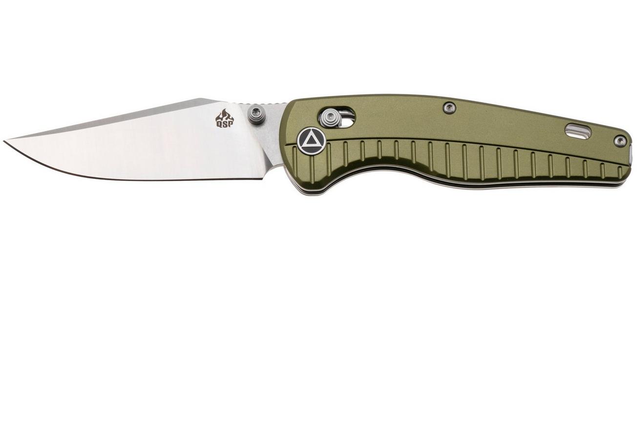 QSP Knife Reptile QS165-B1 Satin 14C28N, Green Aluminium, zakmes
