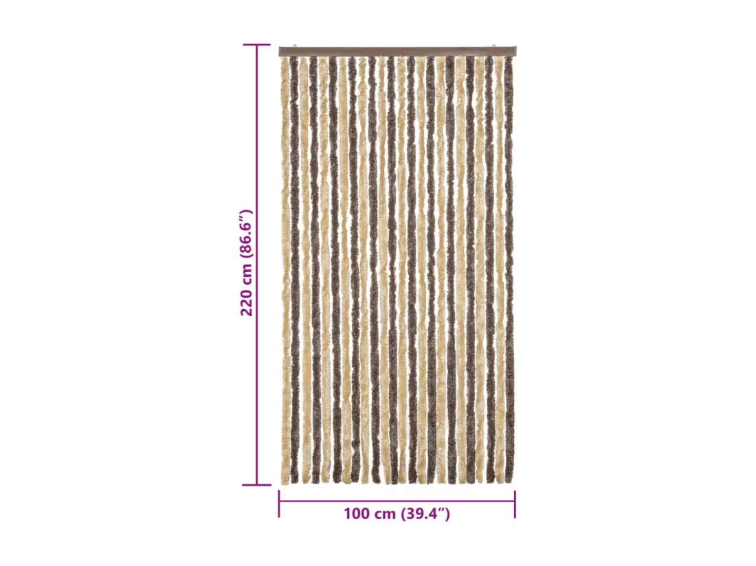 Rideau anti-mouches marron foncé et beige 100x220 cm chenille