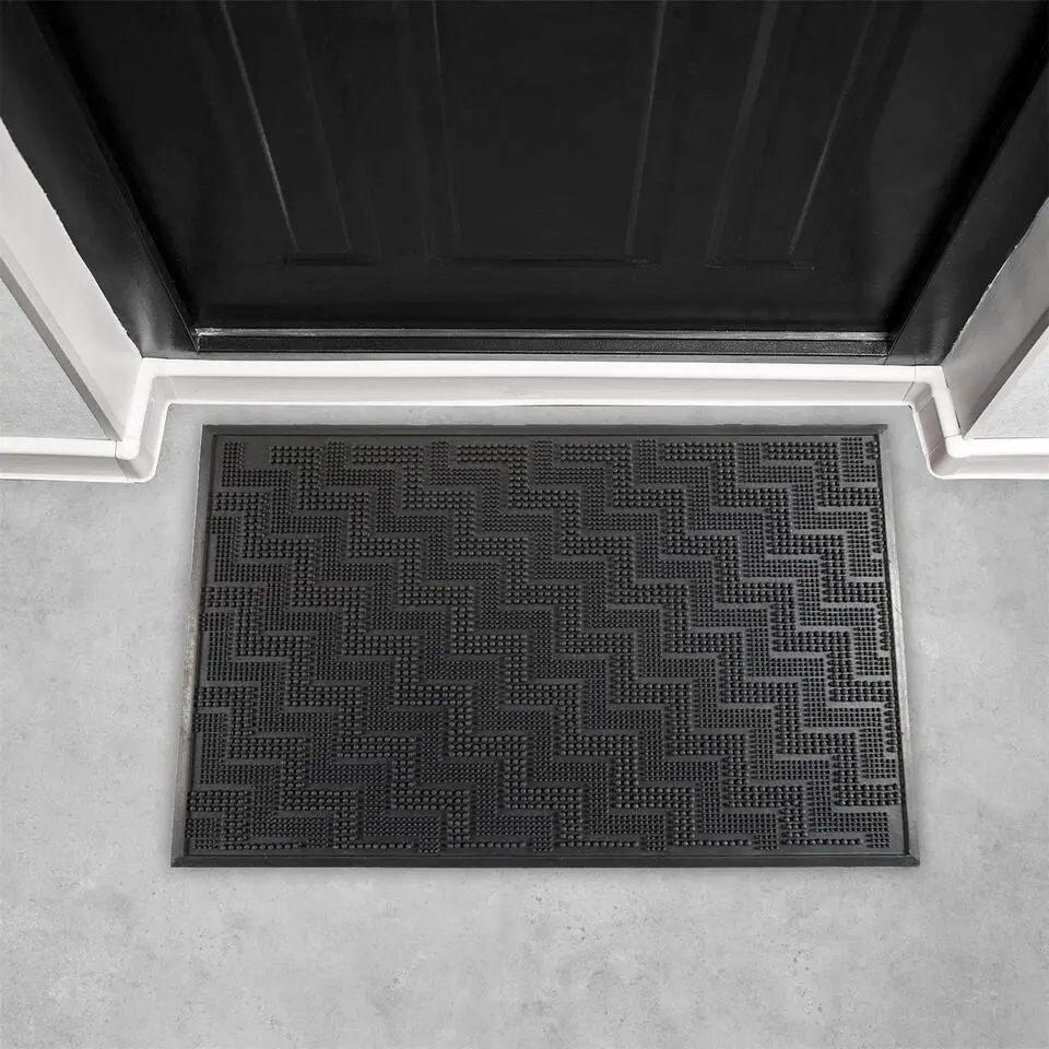 Home deco factory Deurmat - anti slip - zwart - 40 x 60 cm