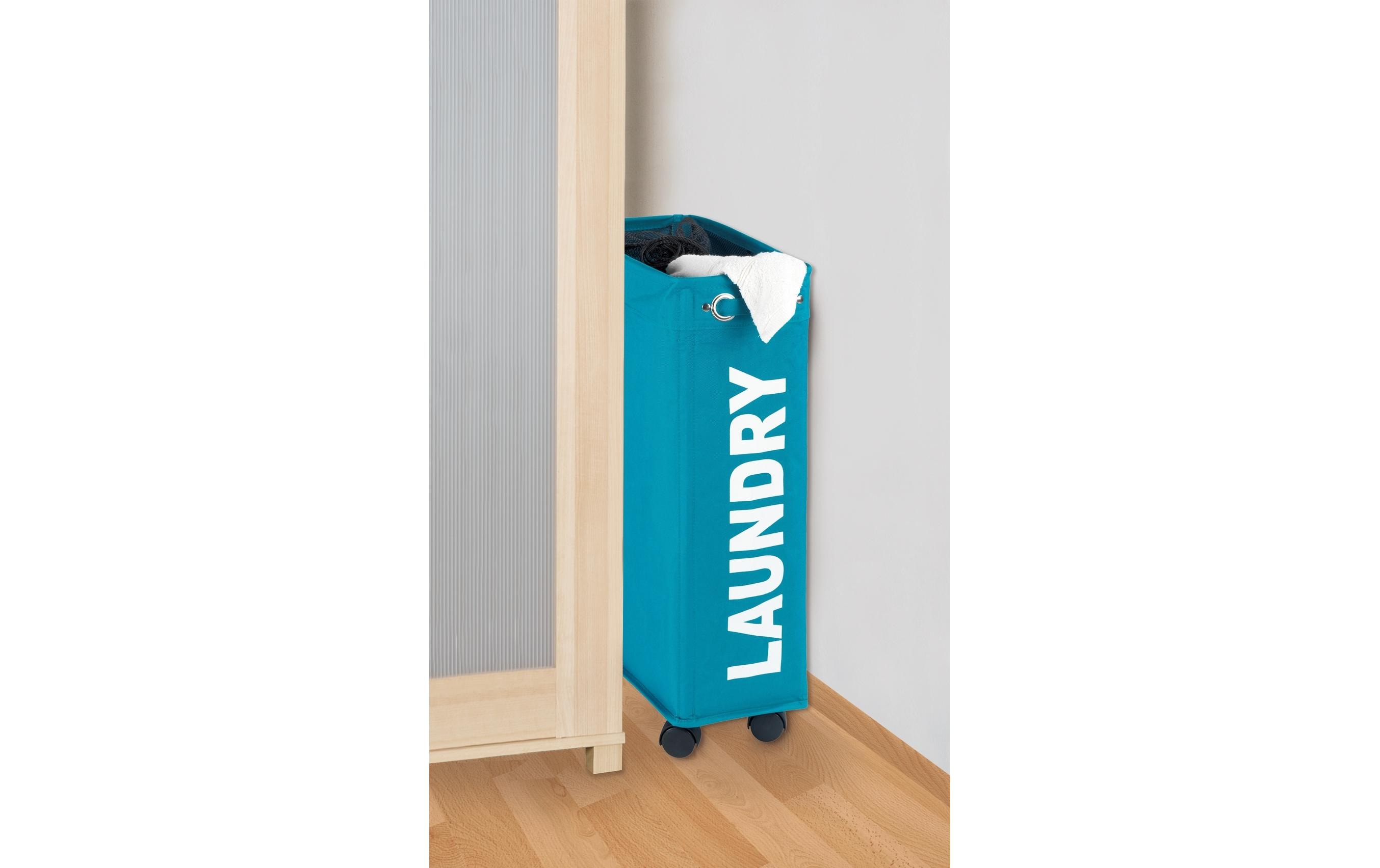 Wäschesammler Corno 43 l, PetrolWäschekorb mit Rollen
