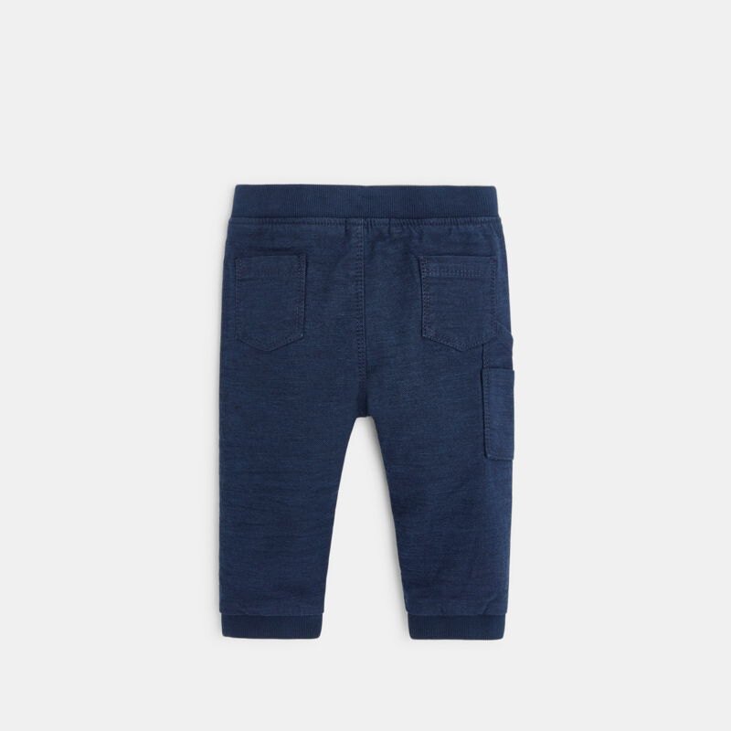 Pantalon toile uni à taille élastiquée bleu bébé garçon Bleu