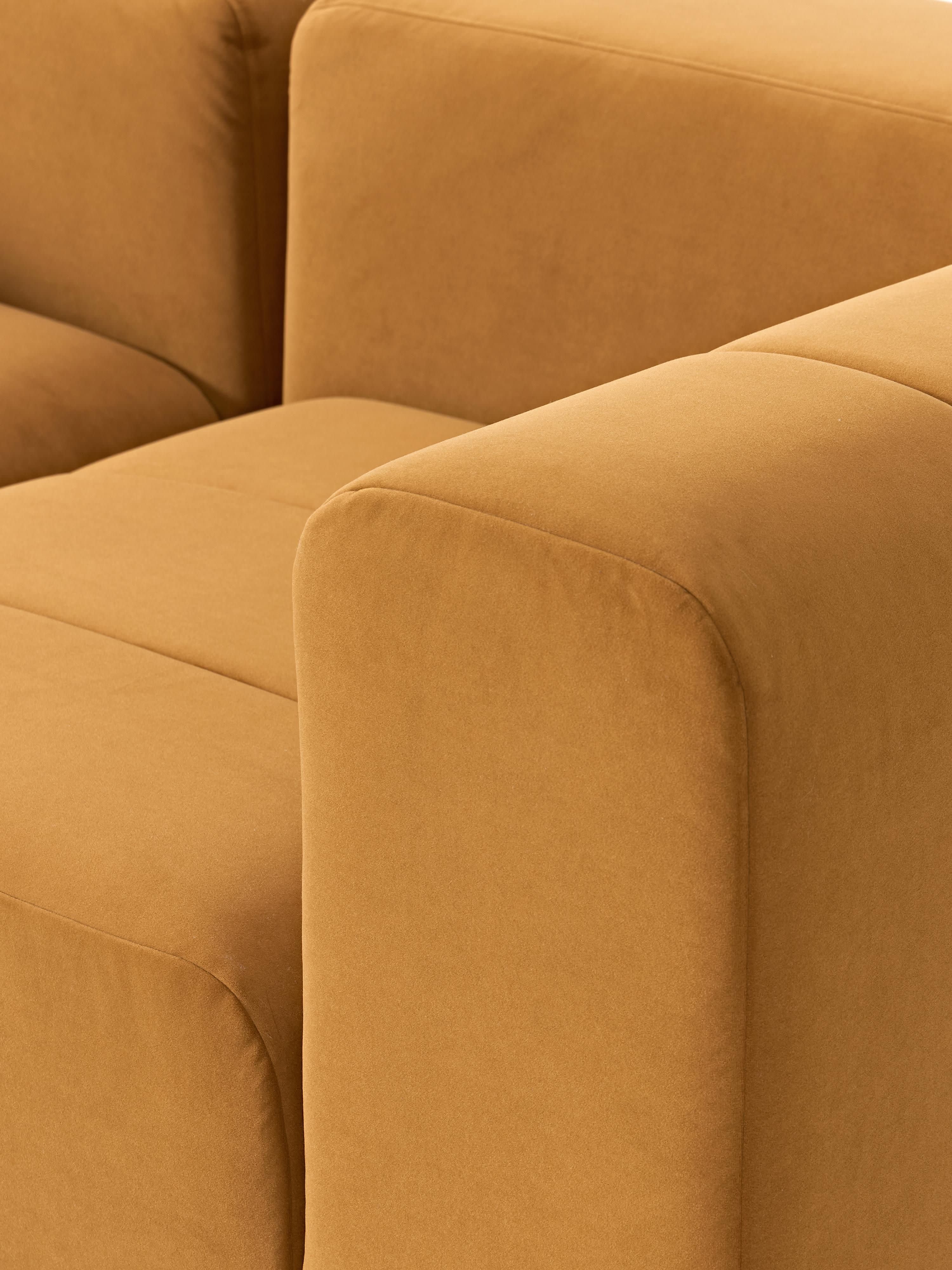 Fluwelen modulaire bank Lena (3-zits) met poef (links/rechts)