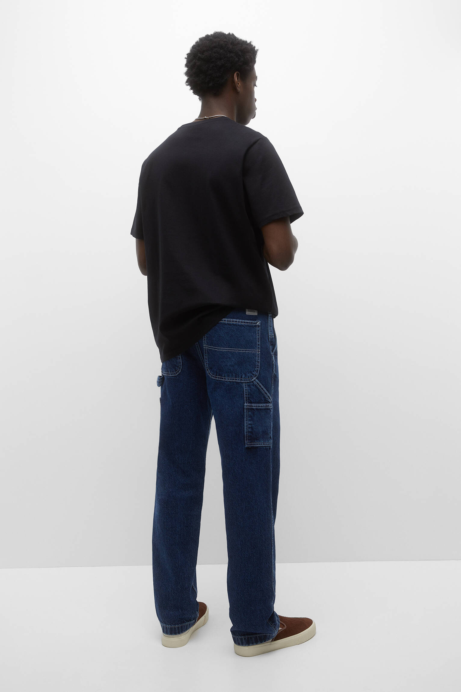 CALÇA JEANS BÁSICA DE CARPINTEIRO - AZUL MÉDIO