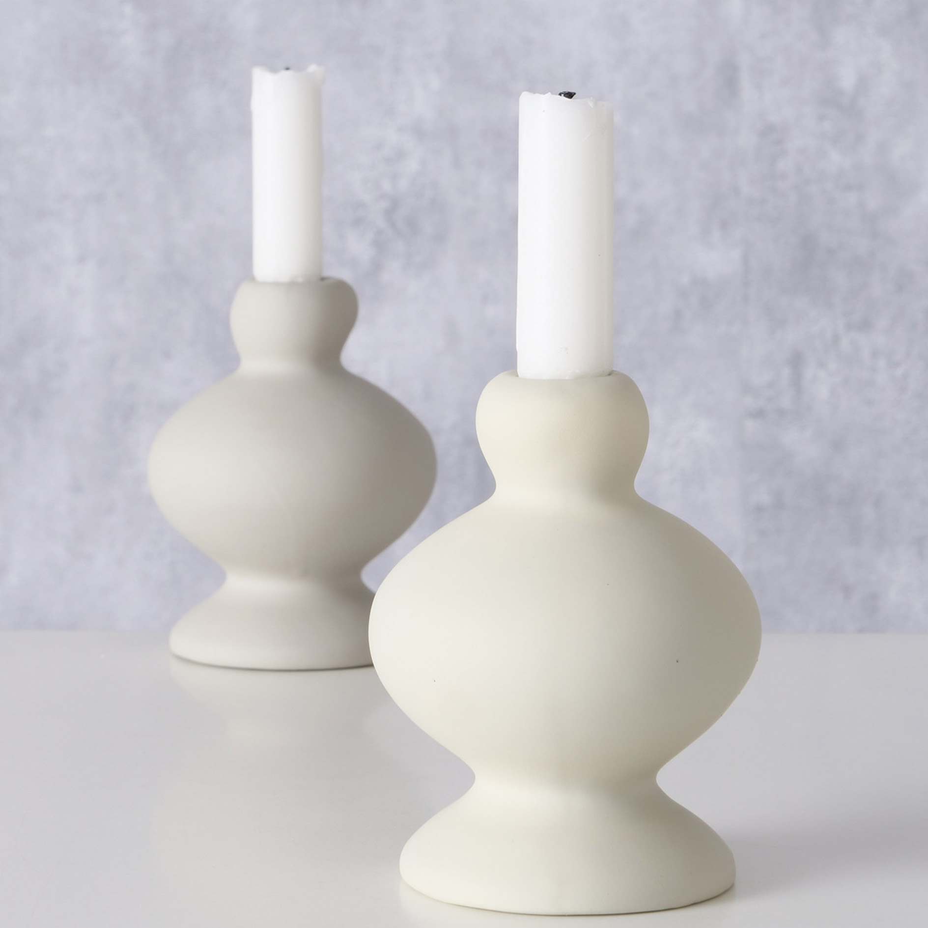 Kerzenleuchter - weiß oder creme - sortiert - 12 cm hoch