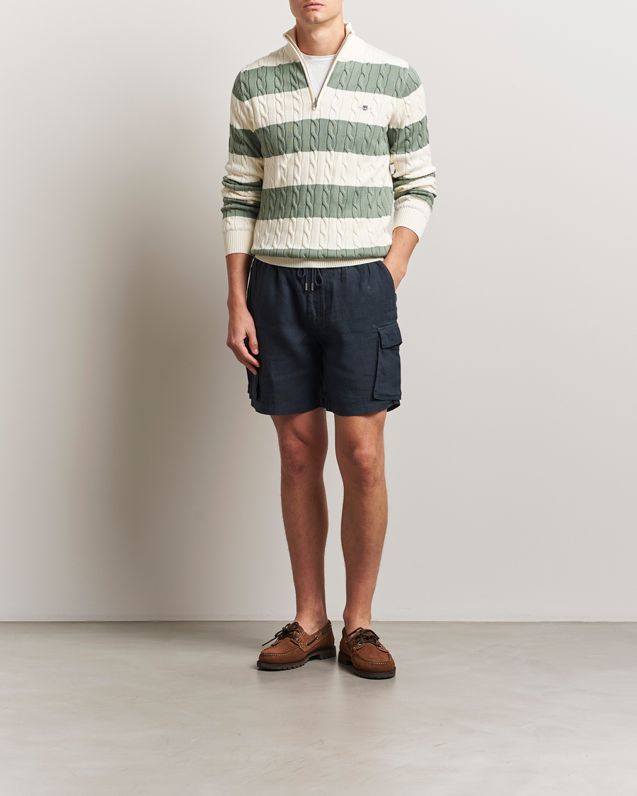 GANT Regular Fit Linen Cargo Shorts Darkened Navy