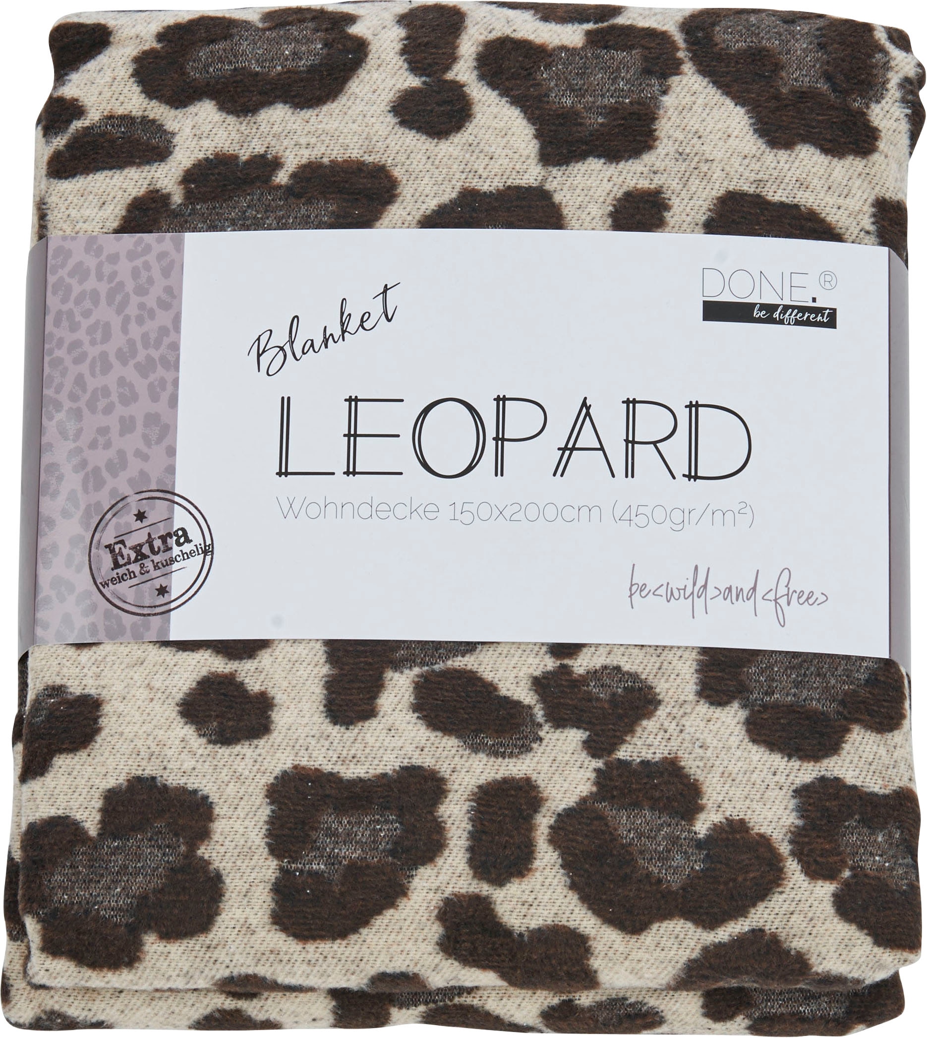 done.® Wohndecke »Leopard« Wohndecke mit einfassender Ziernaht im Leo-Look, Kuscheldecke