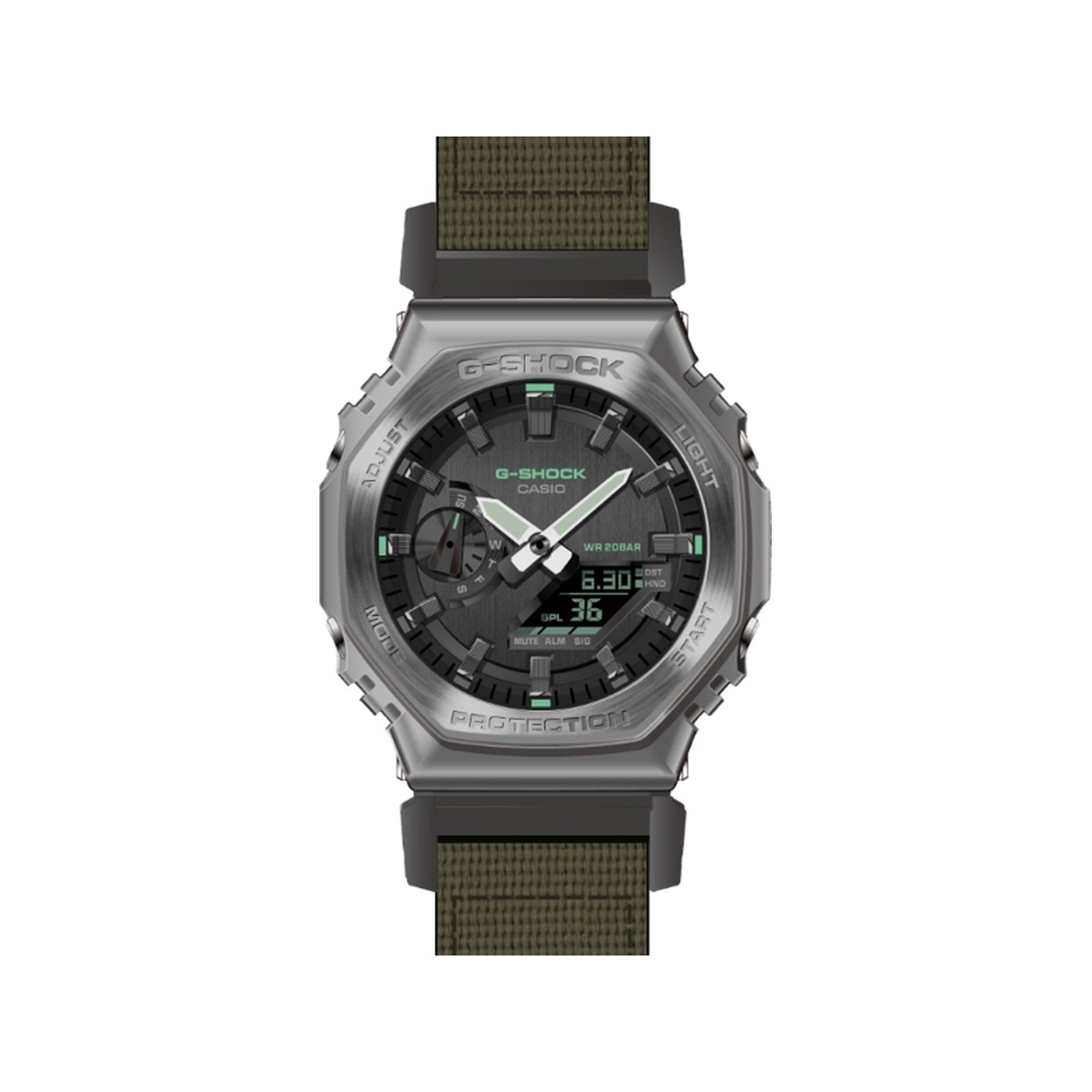 Montre G-SHOCK homme acier bracelet résine vert kaki