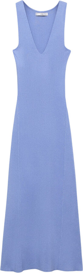 MANGO Knit strapless dress Lt-pastel blue