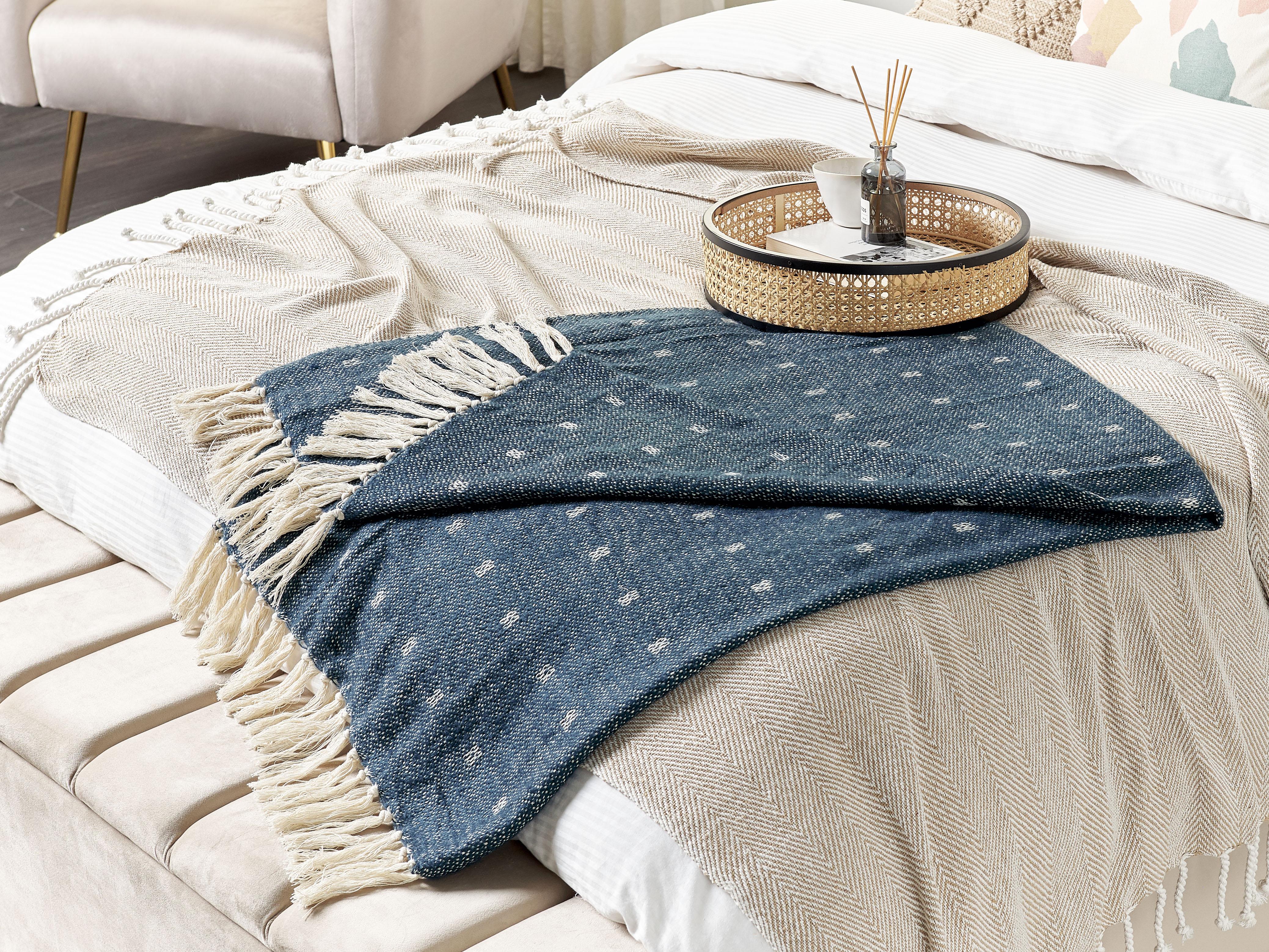 Plaid TAARI Katoen 130 x 170 cm Groenblauw