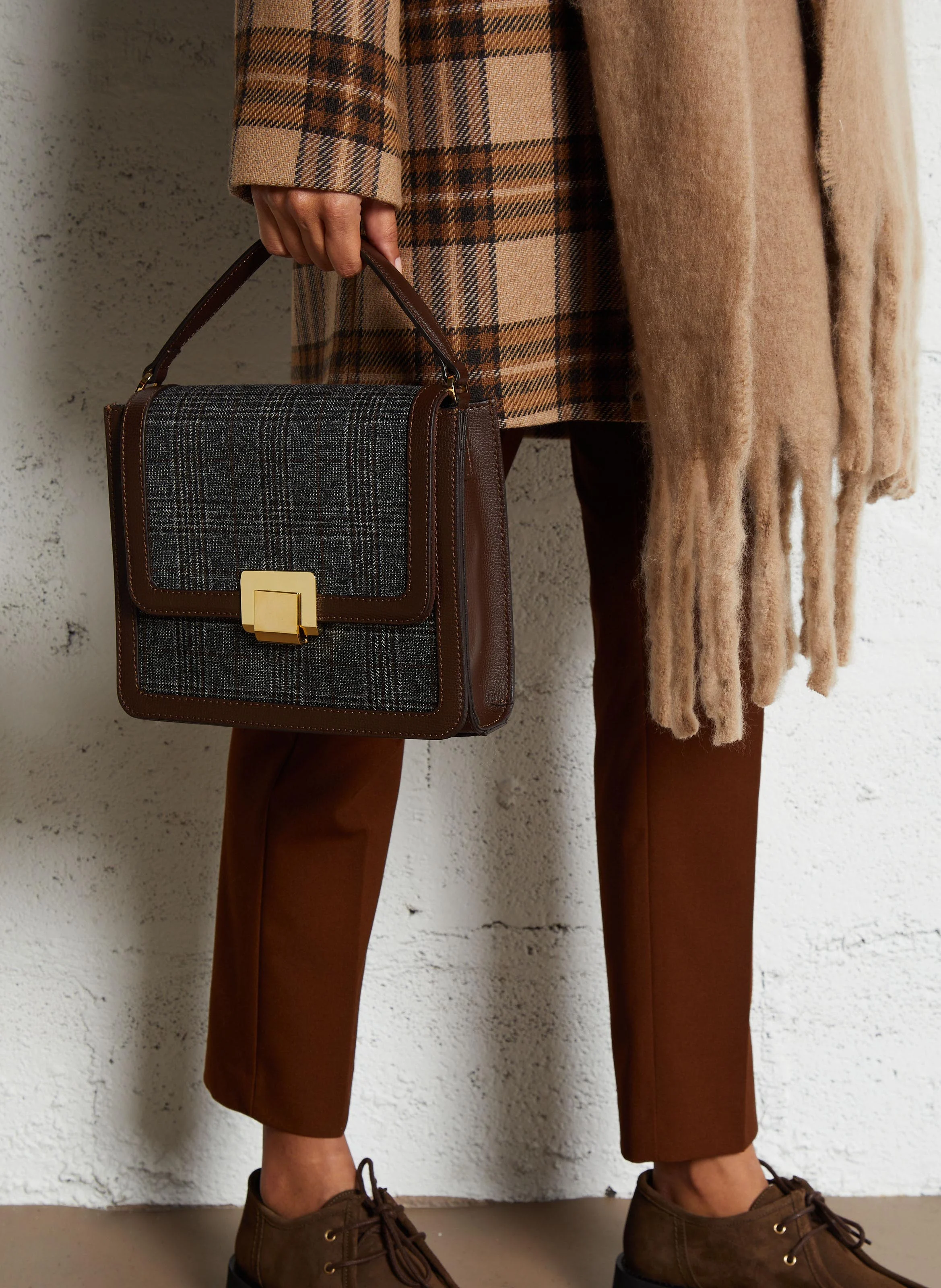 EMI - Sac à bandoulière en cuir et laine| Jaune